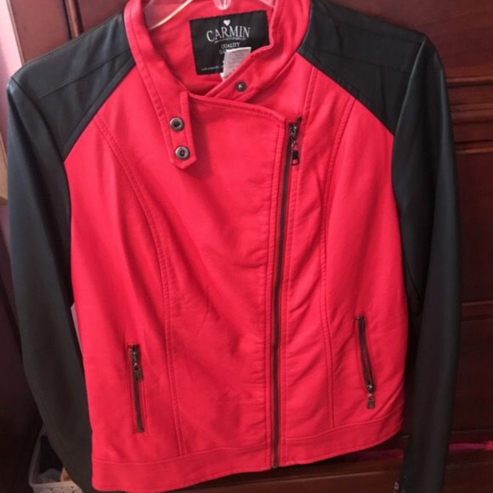 Large red leather jacket